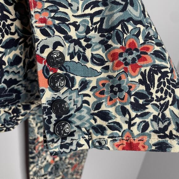 Tory Burch Floral Print Cropped Skinny Jenas Logo Buttons - Picture 6 of 11